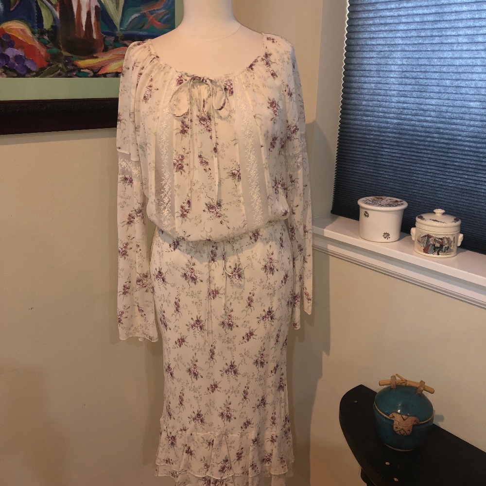 Karen Kane Rose Corsage Skirt & Blouse Set/ Casual Country Wedding Dress M